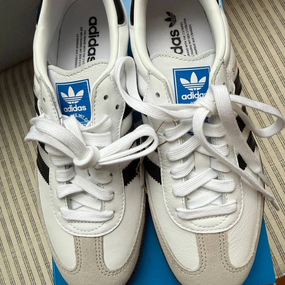 NEW Adidas W-Samba OG White and Black Trainers - Size 7.5M - Picture 3 of 8